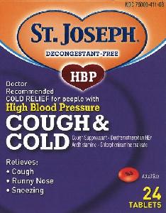 Pill SJ is St. Joseph HBP Cough & Cold chlorpheniramine maleate 4 mg / dextromethorphan hydrobromide 30 mg