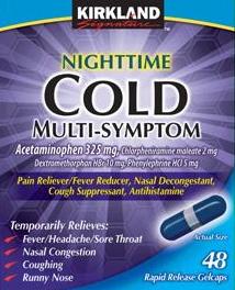 Cold multi-symptom nighttime acetaminophen 325 mg / chlorpheniramine maleate 2 mg / dextromethorphan hydrobromide 10 mg / phenylephrine hydrochloride 5 mg L A