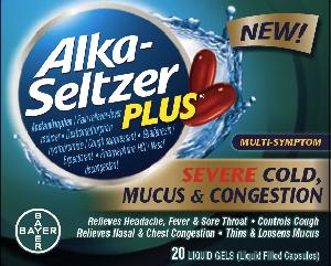 Alka-seltzer plus severe cold, mucus congestion acetaminophen 250 mg / dextromethorphan hydrobromide 10 mg / guaifenesin 200 mg / phenylephrine hydrochloride 5 mg AS M