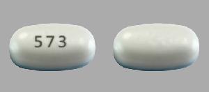 Pill 573 Blue & White Oval is Levetiracetam Extended-Release