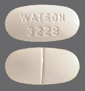 Pill WATSON 3228 White Elliptical/Oval is Acetaminophen and Hydrocodone Bitartrate