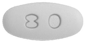 Pill 80 White Elliptical/Oval is Atorvastatin Calcium