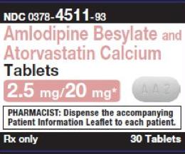 Amlodipine besylate and atorvastatin calcium 2.5 mg / 20 mg M AA2