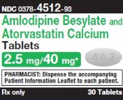 Amlodipine besylate and atorvastatin calcium 2.5 mg / 40 mg M AA3
