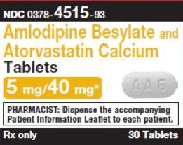 Amlodipine besylate and atorvastatin calcium 5 mg / 40 mg M AA6