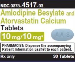 Amlodipine besylate and atorvastatin calcium 10 mg / 10 mg M AA8