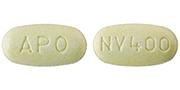 Pill APO NV400 Yellow Elliptical/Oval is Nevirapine Extended-Release