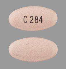 Pill C284 Pink Elliptical/Oval is Pantoprazole Sodium Delayed-Release