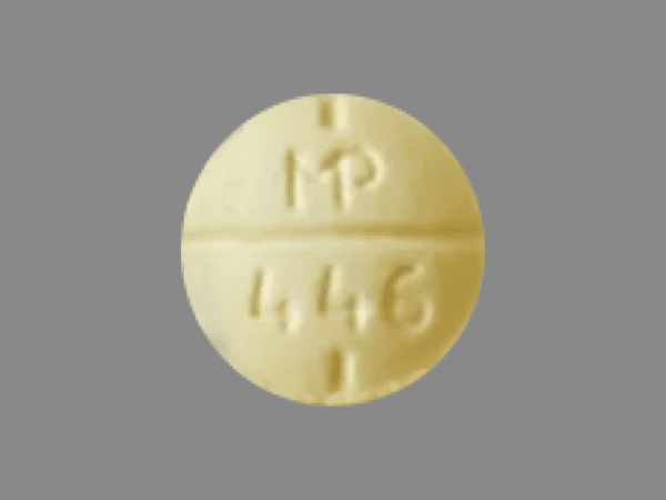 Pill MP 446 Yellow Round is Amphetamine and Dextroamphetamine