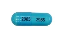 Pill 2985 2985 Blue Capsule/Oblong is Doxycycline Hyclate