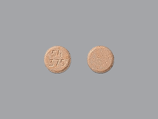 Pill 54 375 Peach Round is Buprenorphine Hydrochloride and Naloxone Hydrochloride (Sublingual)