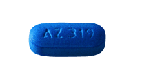Pill AZ 319 Blue Capsule/Oblong is Acetaminophen, Chlorpheniramine Maleate, Dextromethorphan and Phenylephrine Hydrochloride