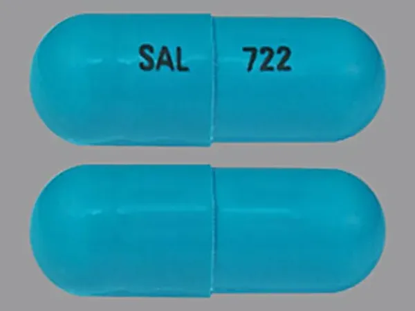 Pill SAL 722 Blue Capsule/Oblong is Tacrolimus
