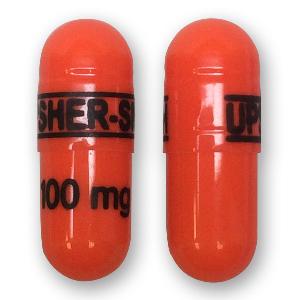 Pill UPSHER-SMITH 100 mg Orange Capsule/Oblong is Phenytoin Sodium