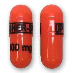 Pill UPSHER-SMITH 100 mg Orange Capsule/Oblong is Phenytoin Sodium