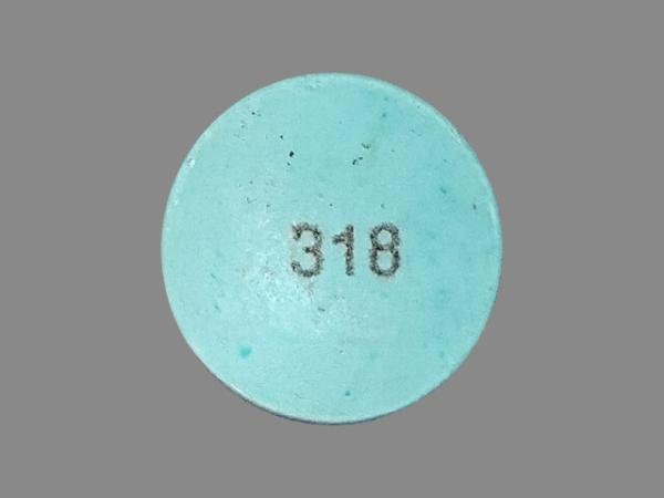 Pill 318 Blue Round is Bupropion Hydrochloride Extended-Release (SR)
