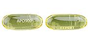 Pill APO900 Yellow Capsule-shape is Omega-3-Acid Ethyl Esters