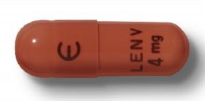 Pill E LENV 4 mg Red Capsule/Oblong is Lenvima