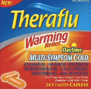 Theraflu warming relief daytime multi-symptom cold acetaminophen 325 mg / dextromethorphan hydrobromide 10 mg / phenylephrine hydrochloride 5 mg Cx A