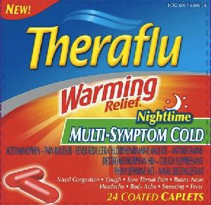 Theraflu warming relief nighttime multi-symptom cold acetaminophen 325 mg / chlorpheniramine maleate 2 mg / dextromethorphan hydrobromide 10 mg / phenylephrine hydrochloride 5 mg Cx N