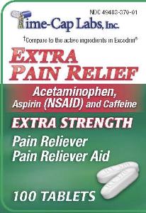 Extra pain relief acetaminophen 250 mg / aspirin 250 mg / caffeine 65 mg TCL 370