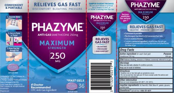 Phazyme maximum strength simethicone 250 mg PZ250