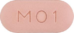 Pill M MO1 Pink Capsule/Oblong is Moxifloxacin Hydrochloride
