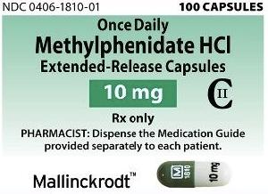 Methylphenidate hydrochloride extended-release 10 mg M 1810 10 mg