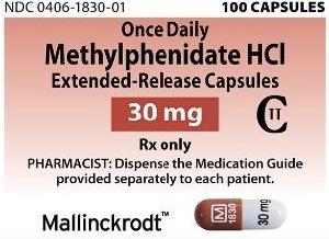 Methylphenidate hydrochloride extended-release 30 mg M 1830 30 mg