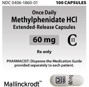 Methylphenidate hydrochloride extended-release 60 mg M 1860 60 mg