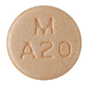 Amphetamine and dextroamphetamine 20 mg M A20