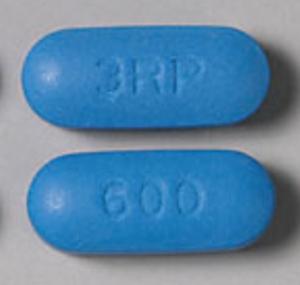 Pill 3RP 600 Blue Capsule-shape is Moderiba