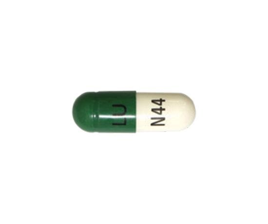 Pill LU N44 Green & White Capsule/Oblong is Celecoxib