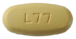 Pill MYLAN L77 Yellow Elliptical/Oval is Linezolid