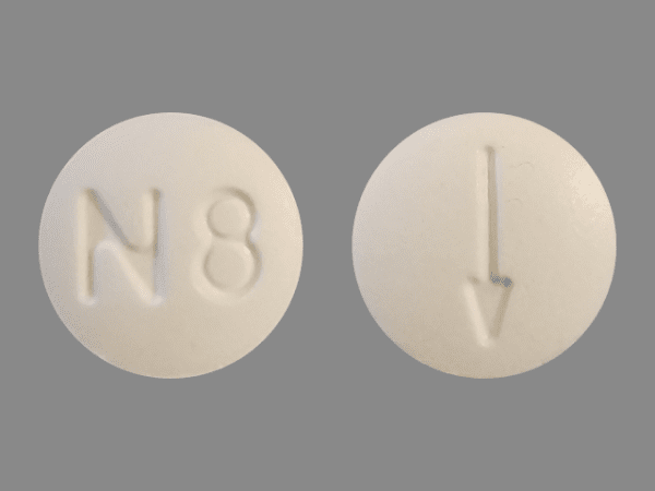 Buprenorphine hydrochloride and naloxone hydrochloride (sublingual) 8 mg (base) / 2 mg (base) N8 Logo (Arrow)