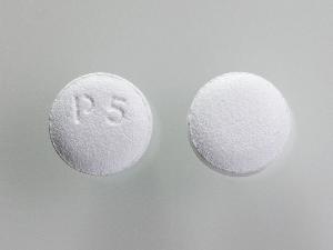 Pill P 5 White Round is Escitalopram Oxalate