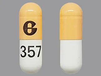 Pill 357 G Orange & White Capsule/Oblong is Potassium Chloride Extended-Release
