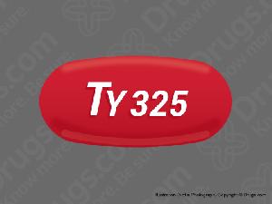 Pill TY 325 Red Capsule/Oblong is Tylenol Regular Strength