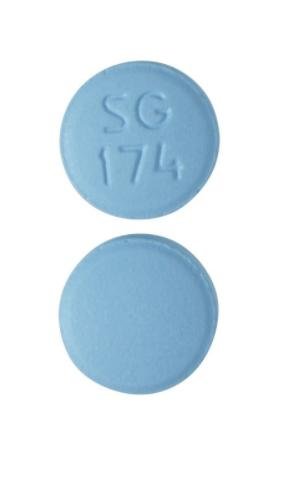 Pill SG 174 Blue Round is Bupropion Hydrochloride Extended-Release (SR)