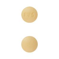 Pill RU5 Yellow Round is Rosuvastatin Calcium