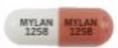 Pill MYLAN 1258 MYLAN 1258 Red & White Capsule/Oblong is Propafenone Hydrochloride Extended-Release