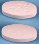 Pill 423 Pink Oval is Lacosamide