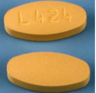 Pill L424 Yellow Oval is Lacosamide
