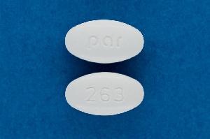 Pill par 263 White Elliptical/Oval is Rosuvastatin Calcium