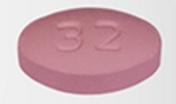 Pill I 32 Pink Oval is Rosuvastatin Calcium