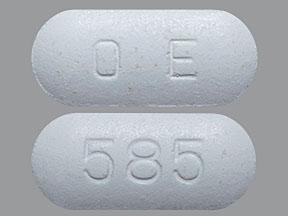 Pill OE 585 White Capsule/Oblong is Metformin Hydrochloride Extended-Release