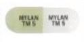 Pill MYLAN TM 5 MYLAN TM 5 Green & White Capsule/Oblong is Temozolomide