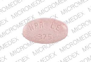 Pill NPR LE 375 Pink Oval is Naproxen