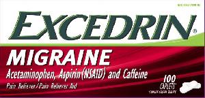 Excedrin migraine (caplet) acetaminophen 250 mg / aspirin 250 mg / caffeine 65 mg E
