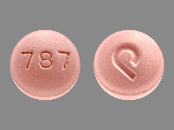 Pill p 787 Pink Round is Amlodipine Besylate, Hydrochlorothiazide and Olmesartan Medoxomil